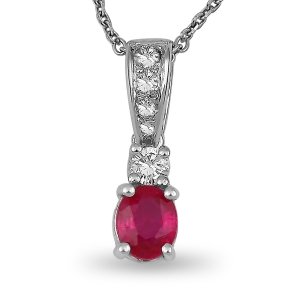 Diamond and Oval Ruby Necklace