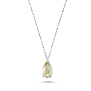 Pear Fancy Yellow Rosecut Solitaire Necklace