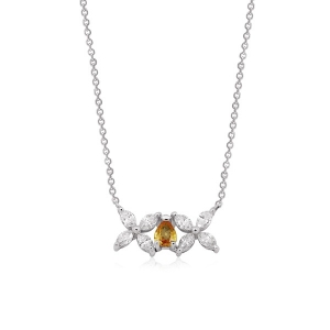 Marquise Diamond and Pear Yellow Sapphire Necklace
