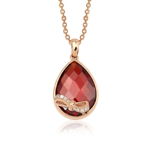 Diamond and Quartz Rose Gold Necklace