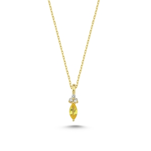 Diamond and Marquise Yelow Sapphire Necklace