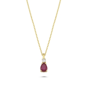 Diamond and Pear Ruby Necklace
