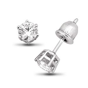 1.21 Carat Solitaire Round Brilliant Diamond Earrings
