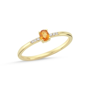 Oval Cut Yellow Sapphire and Diamond Ring