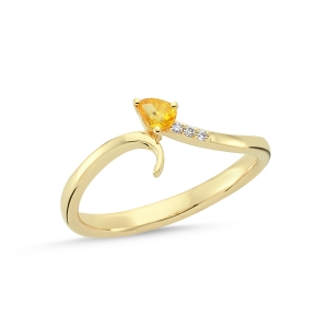 Pear Cut Yellow Sapphire and Diamond Snake Ring