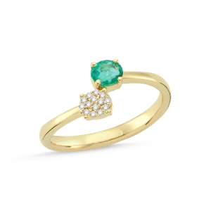 Oval Cut Emerald and Diamond Pave Ring