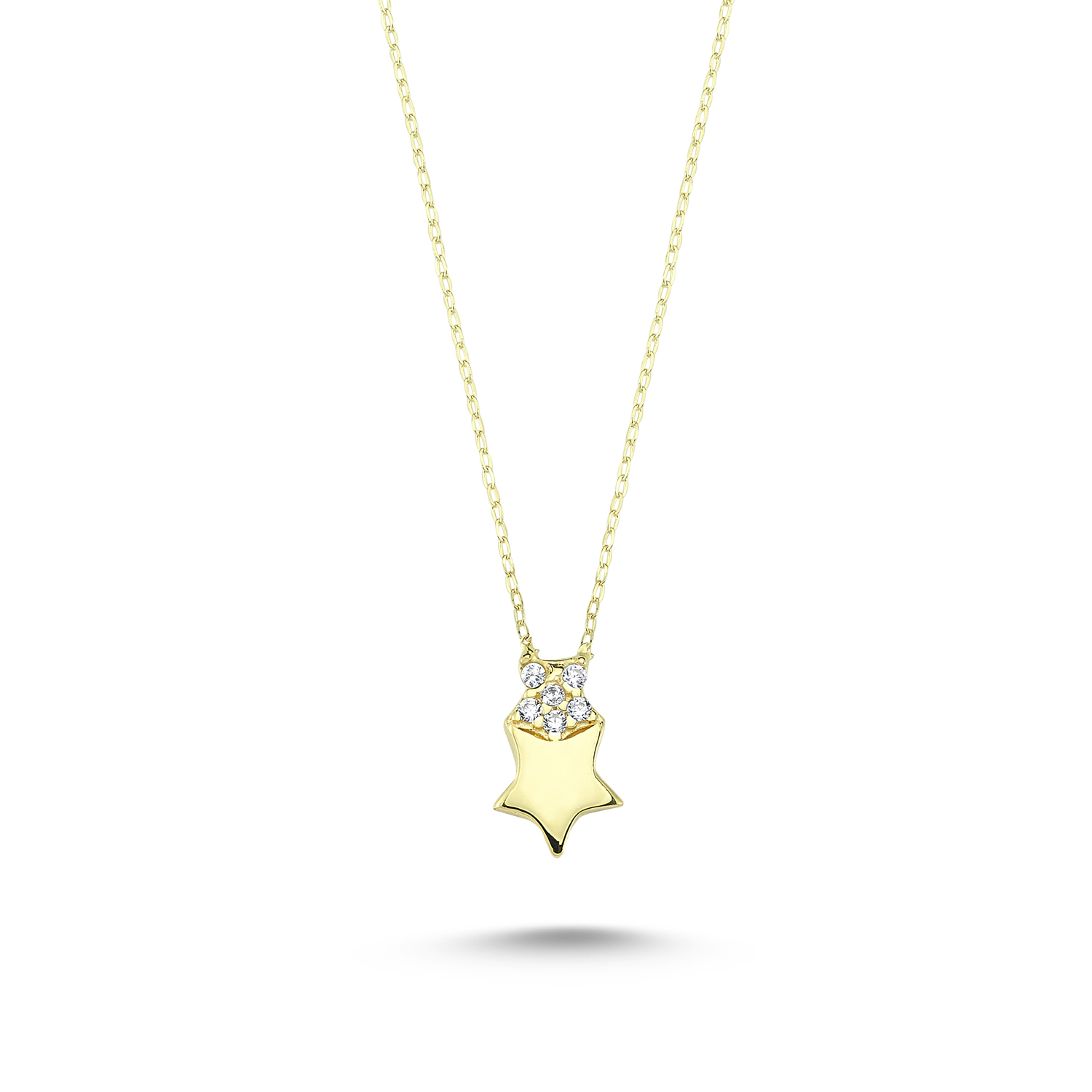 Zirconia Stoned Star Gold Necklace