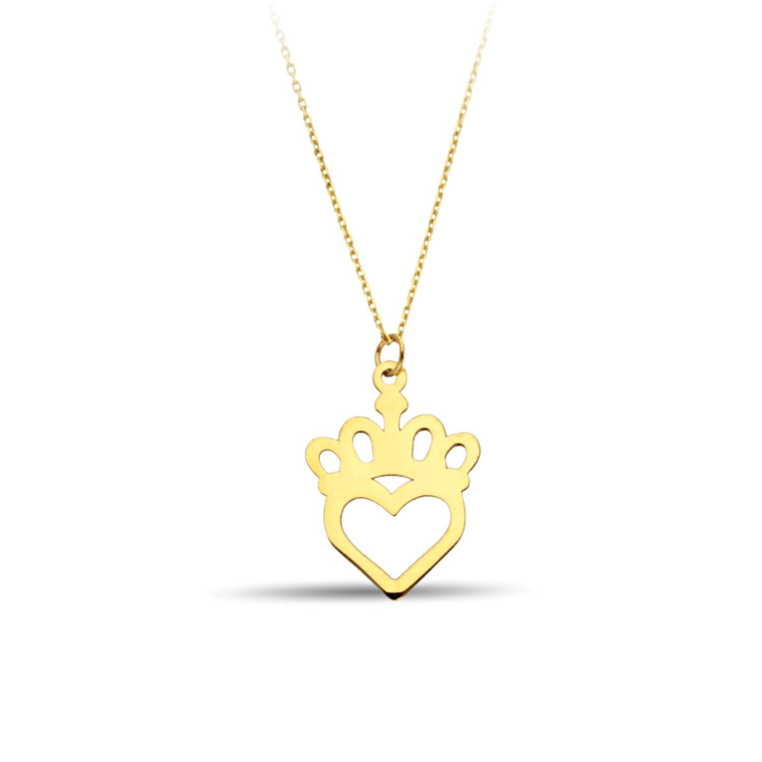 Crown on Heart Gold Necklace