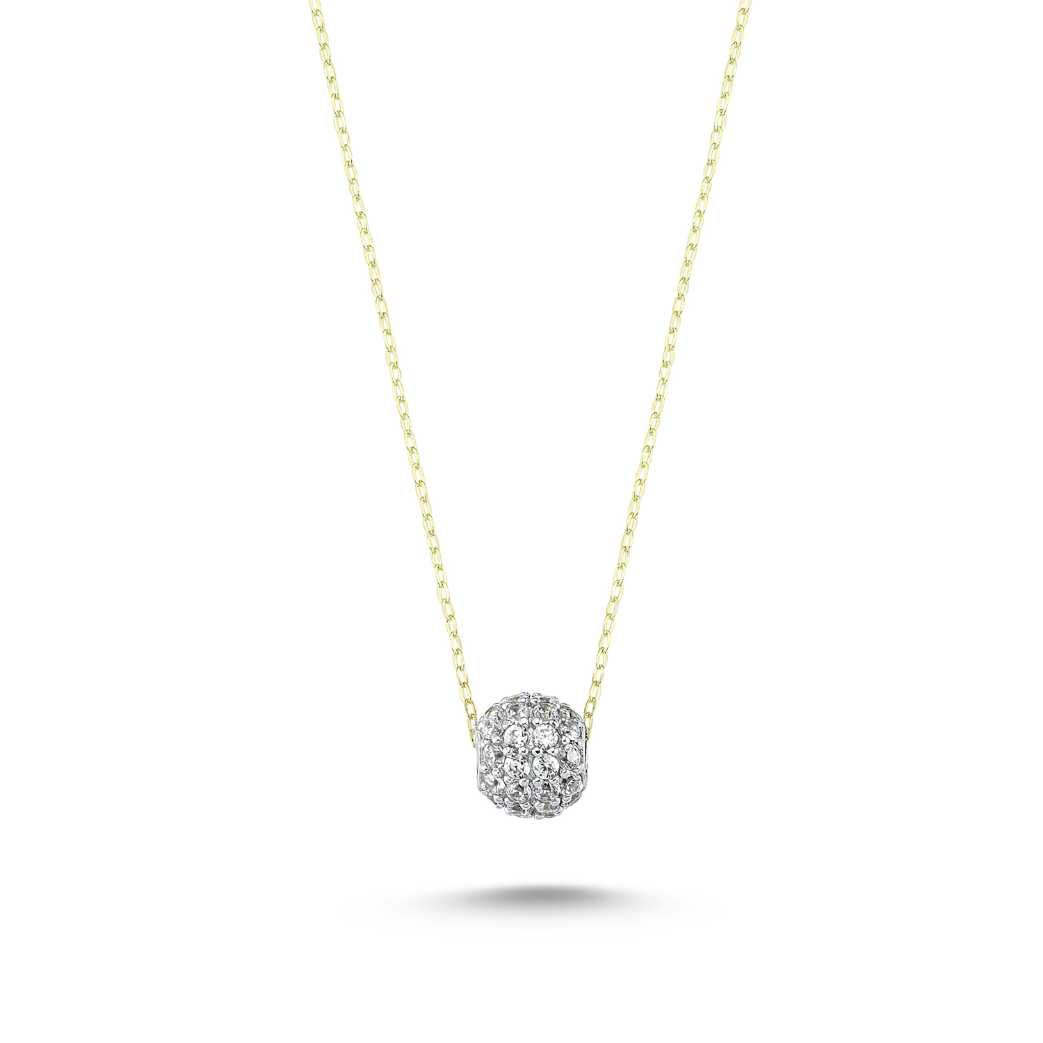 Zirconia Stoned Globe Gold Necklace