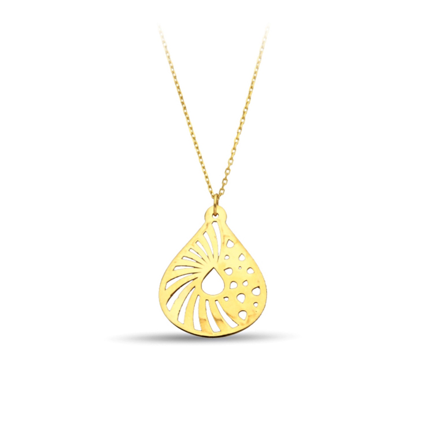 Patterned Pear Gold Necklace