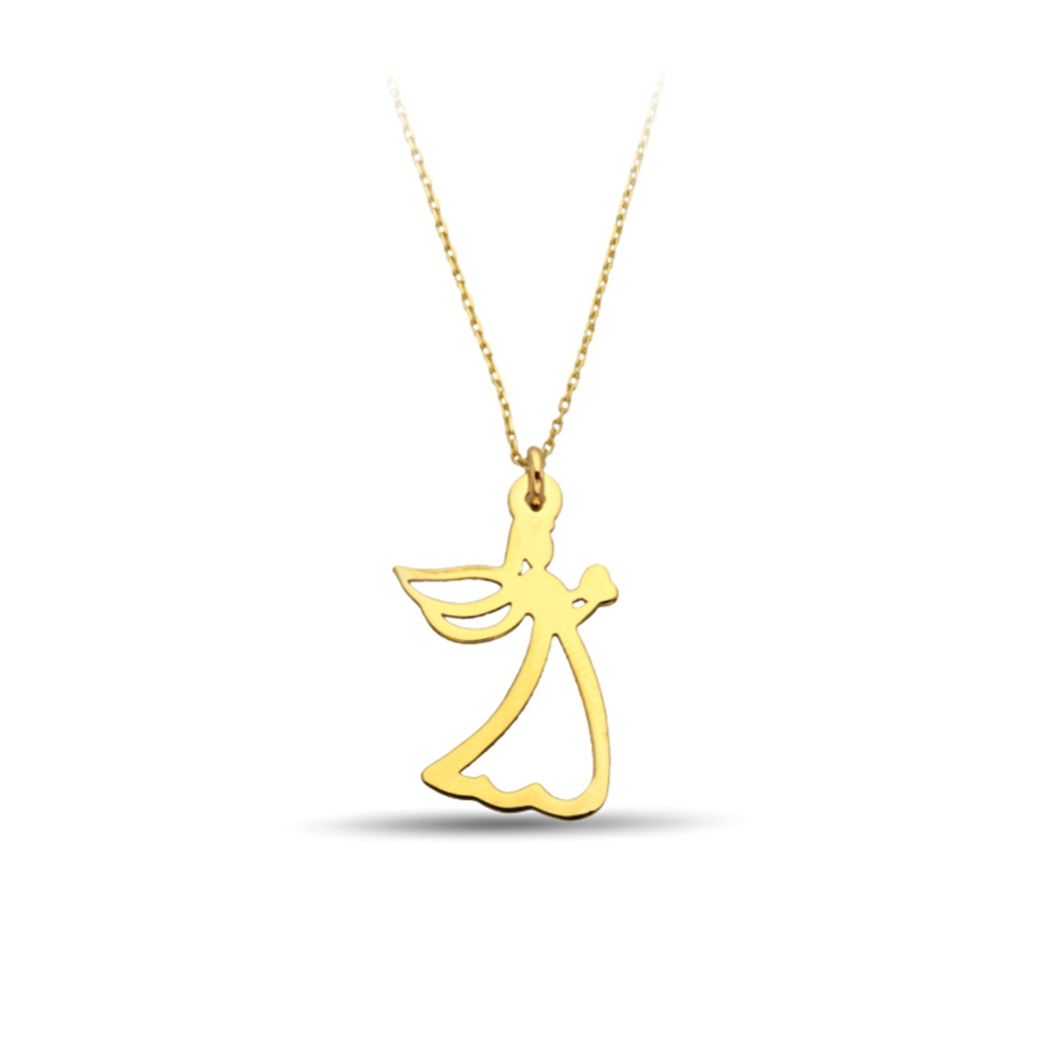 Heart Holding Angel Gold Necklace