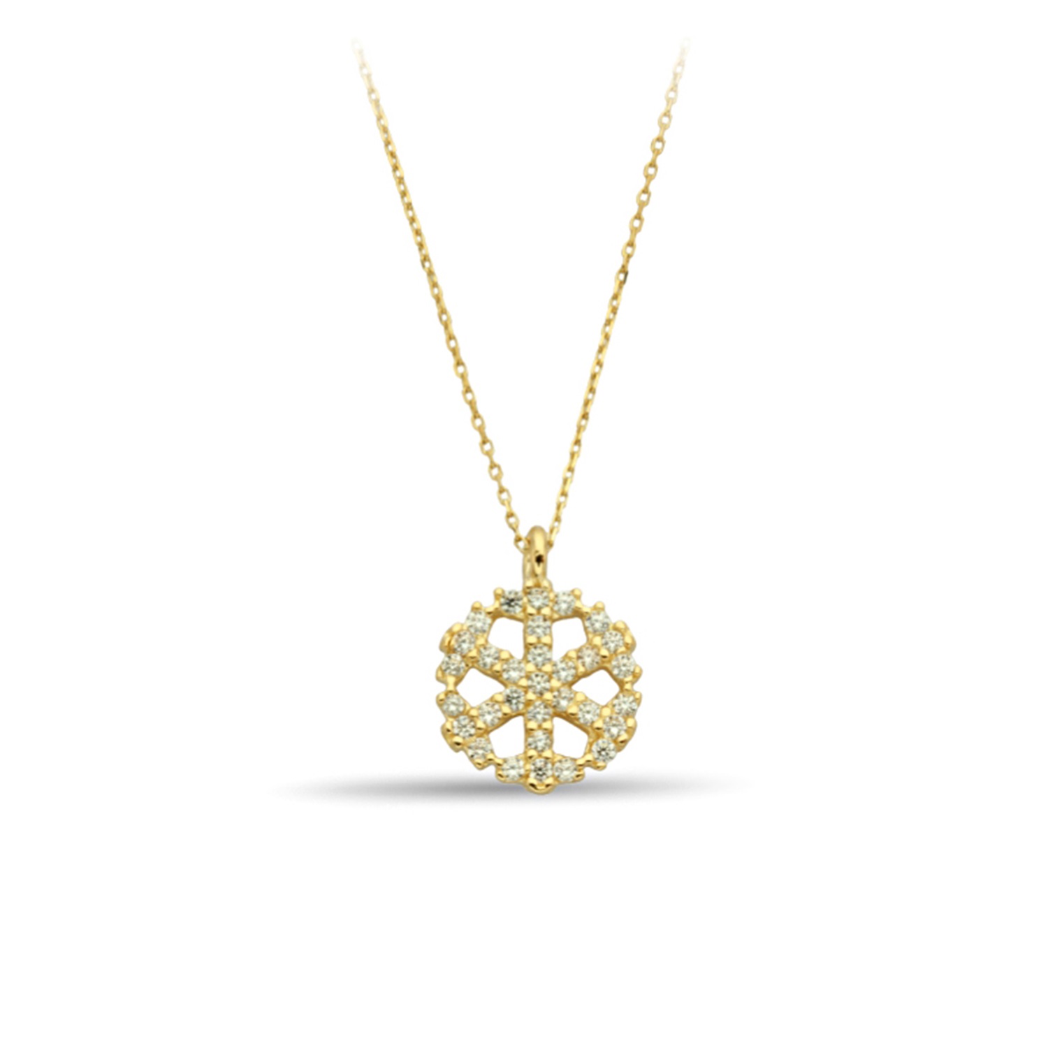 Zirconia Stoned Gold Necklace