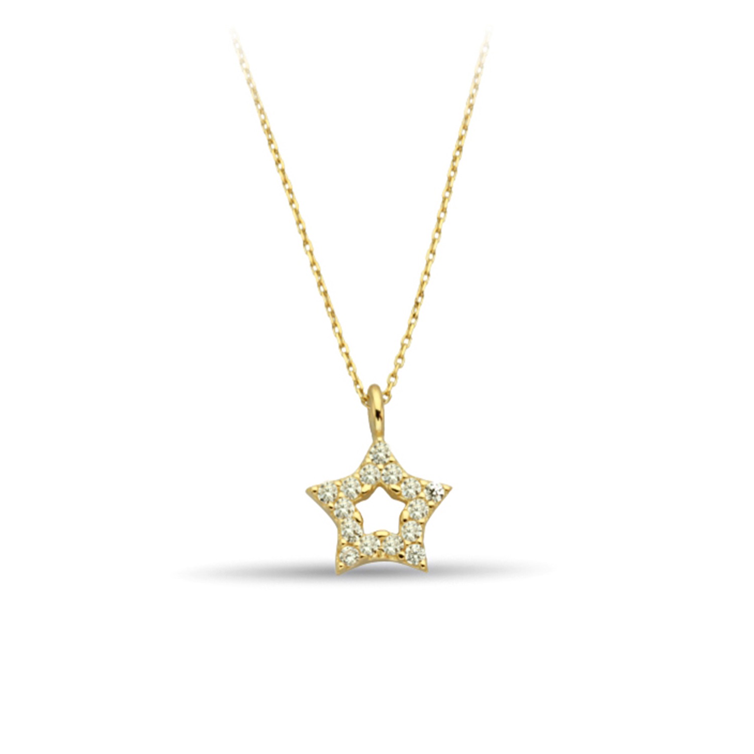 Zirconia Stoned Star Gold Necklace