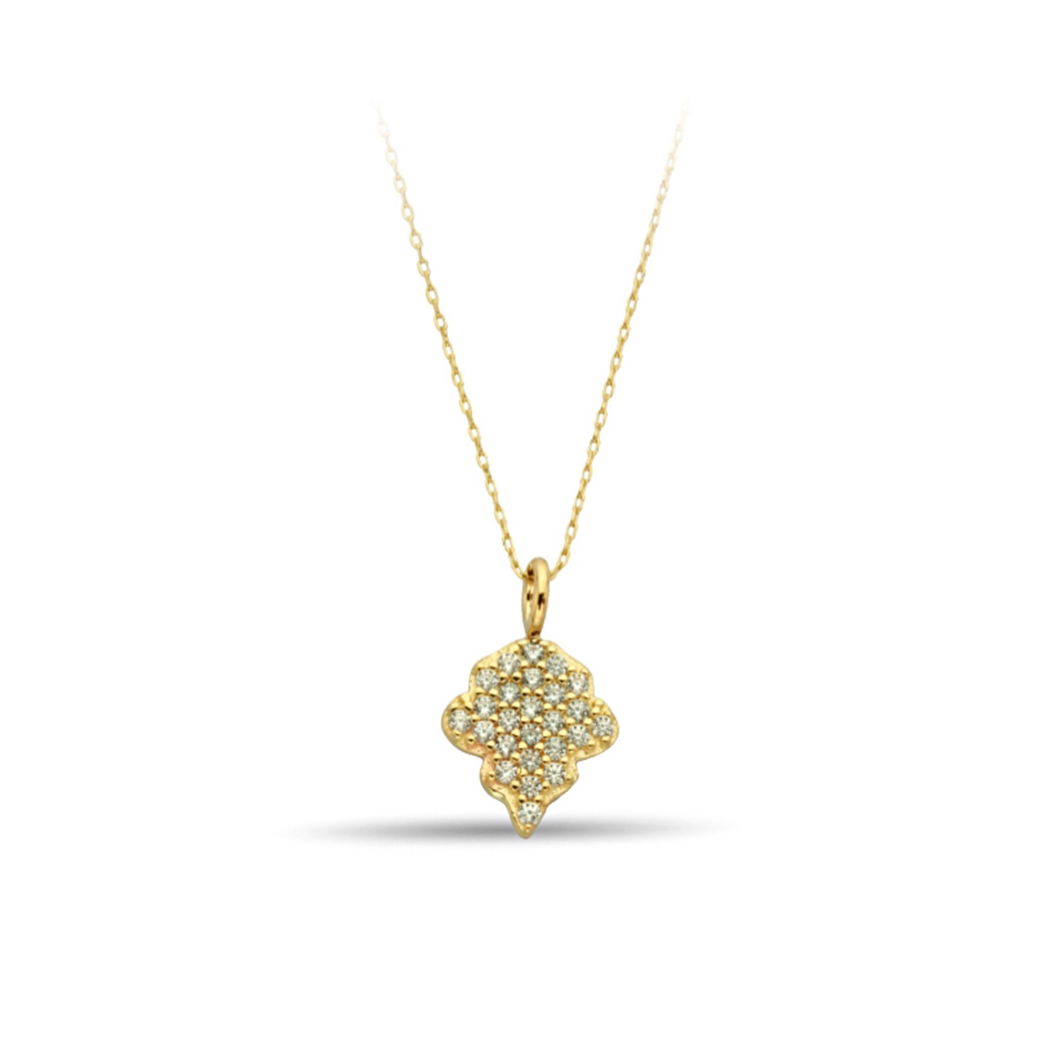 Zirconia Stoned Leaf Gold Necklace