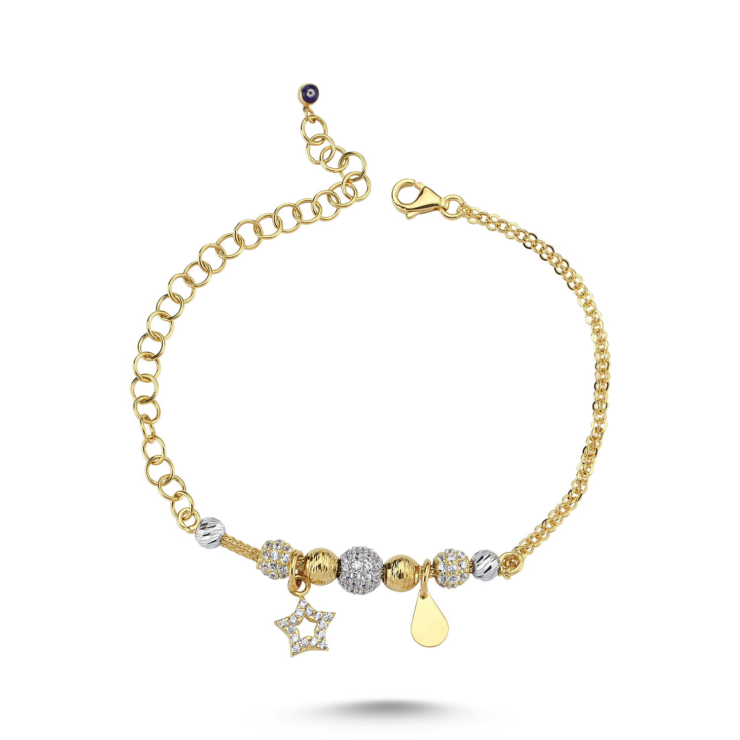 Zirconia Stoned Star Gold Bracelet