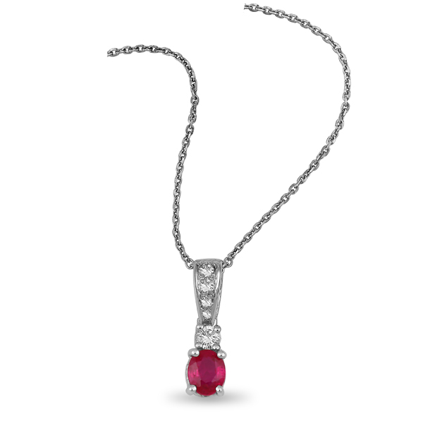 Diamond and Oval Ruby Necklace