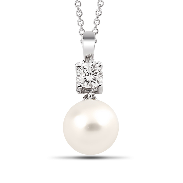 Pearl & Round Brilliant Diamond Necklace