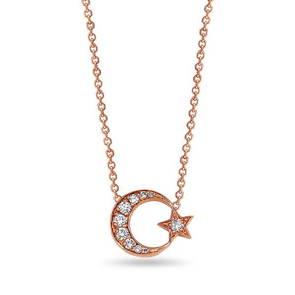 Moon and Star Diamond Necklace