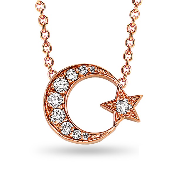 Moon and Star Diamond Necklace