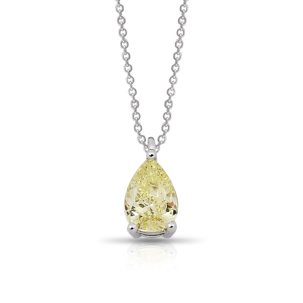 Pear Fancy Yellow Diamond Solitaire Necklace