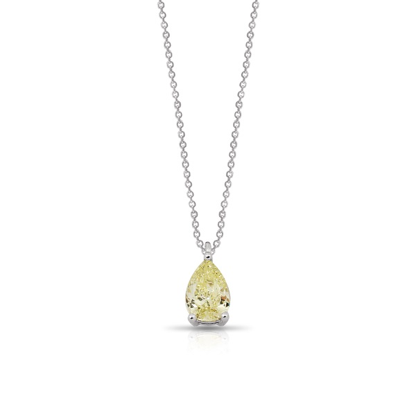 Pear Fancy Yellow Diamond Solitaire Necklace