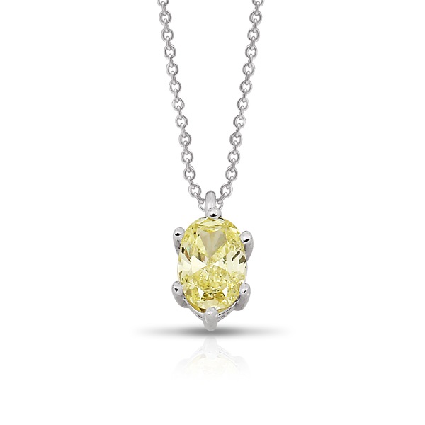 Oval Fancy Yellow Diamond Solitaire Necklace