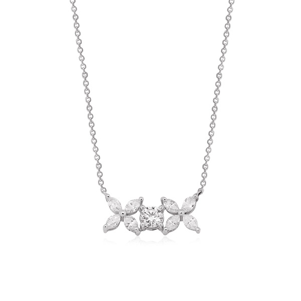 Marquise & Round Brilliant Diamond Necklace