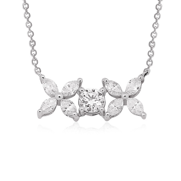 Marquise & Round Brilliant Diamond Necklace