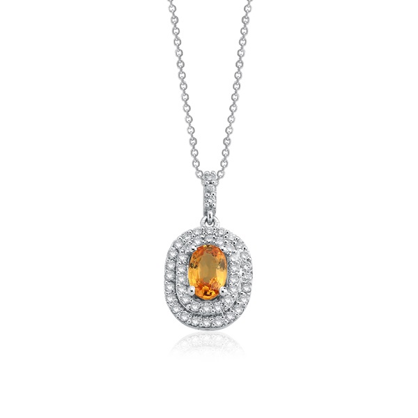 Yellow Sapphire & Round Brilliant Diamond Necklace