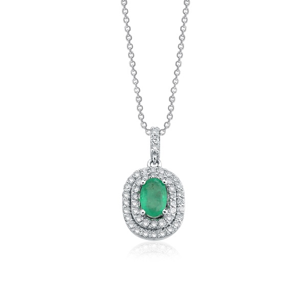 Emerald & Round Brilliant Diamond Necklace