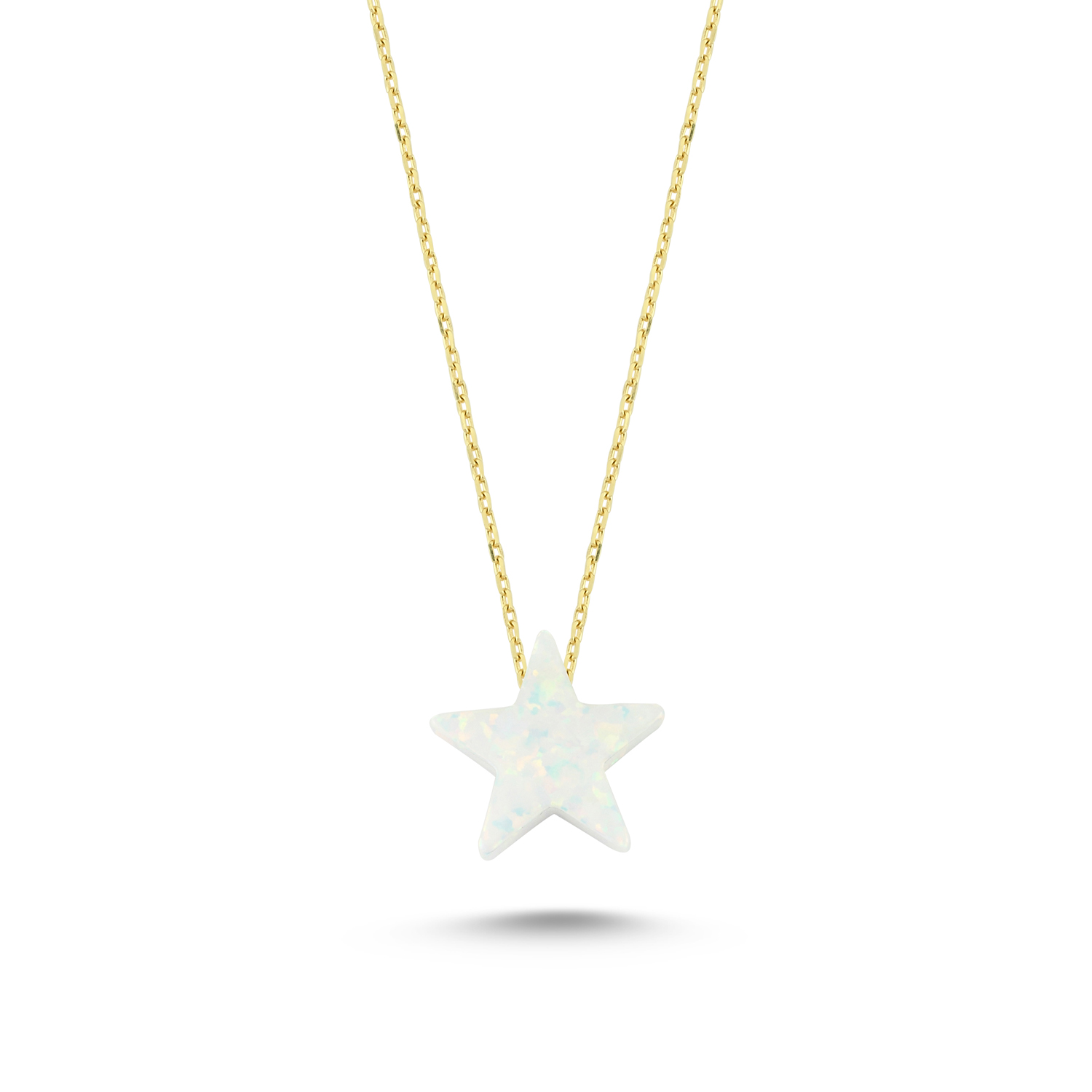 White Opal Stone Star Gold Necklace