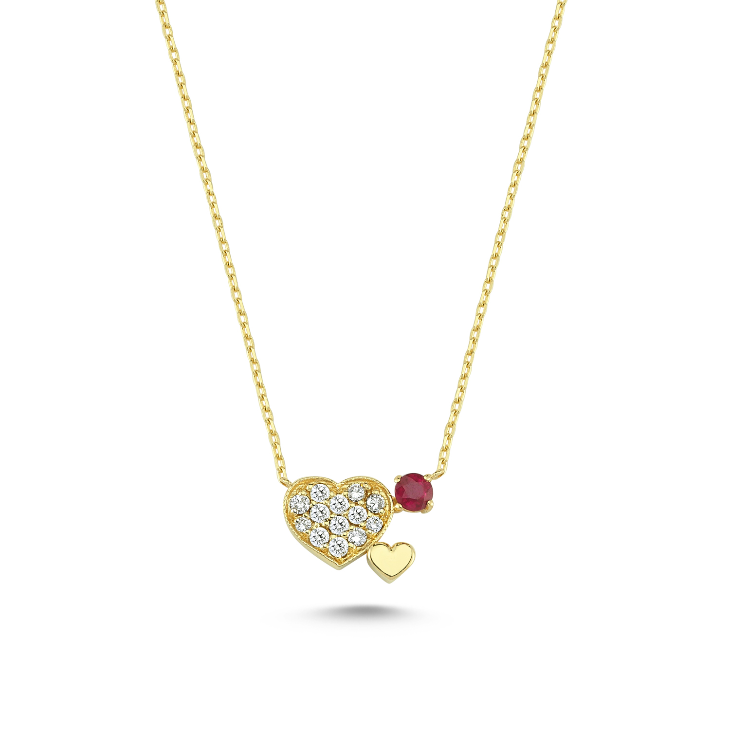 Diamond and Ruby Heart Necklace