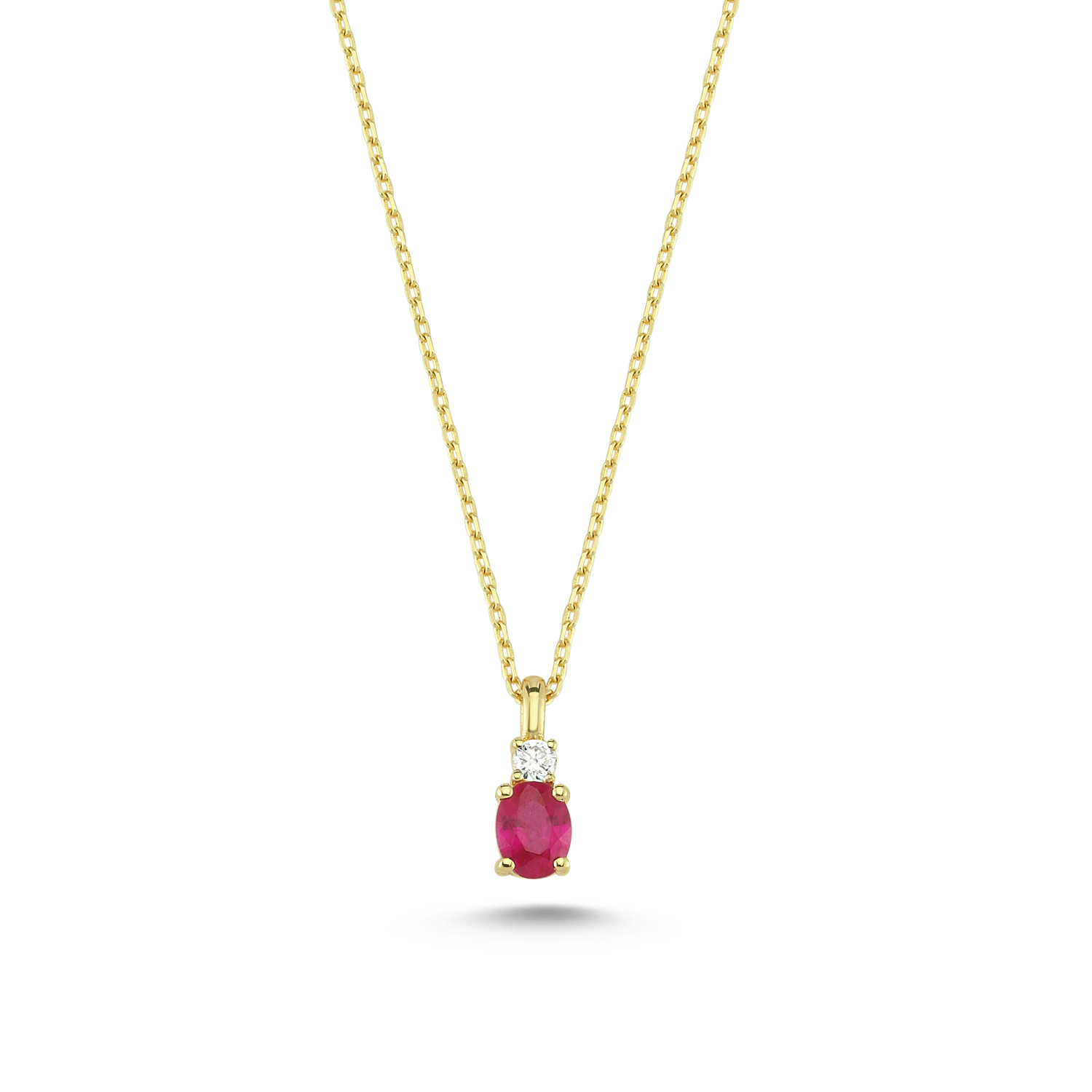 Diamond and Oval Ruby Necklace