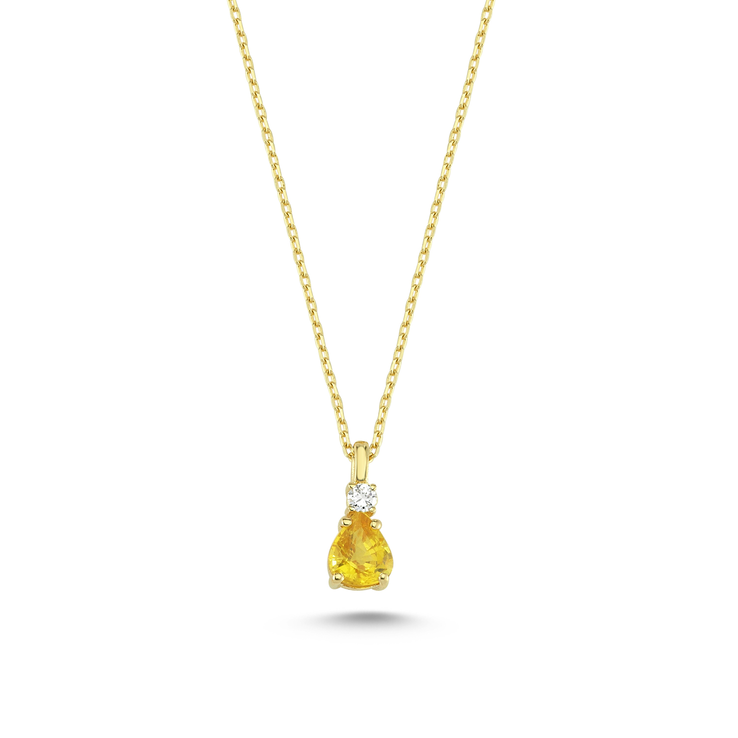 Diamond and Pear Yellow Sapphire Necklace