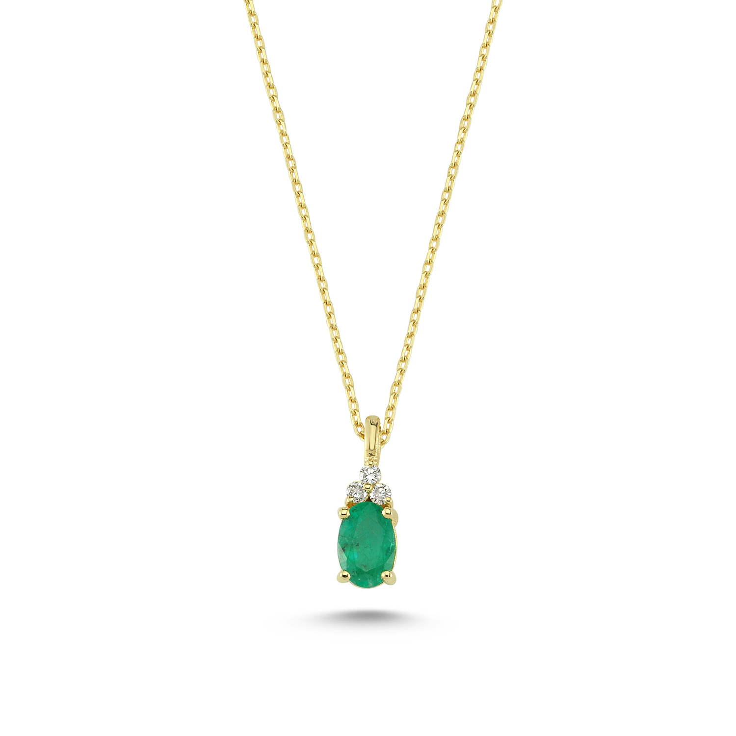 Diamond and Oval Emerald Necklace