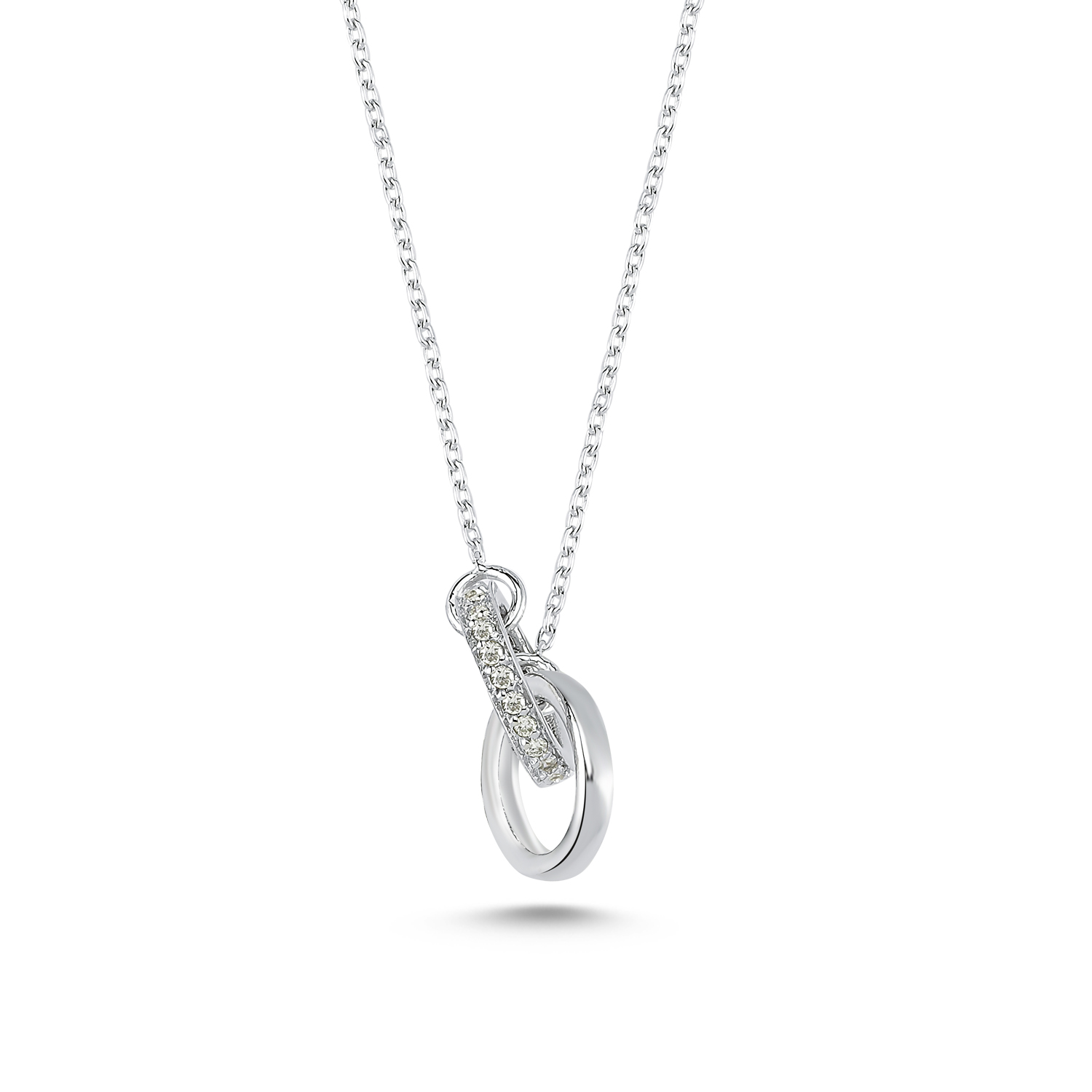 Double Ring Diamond Necklace