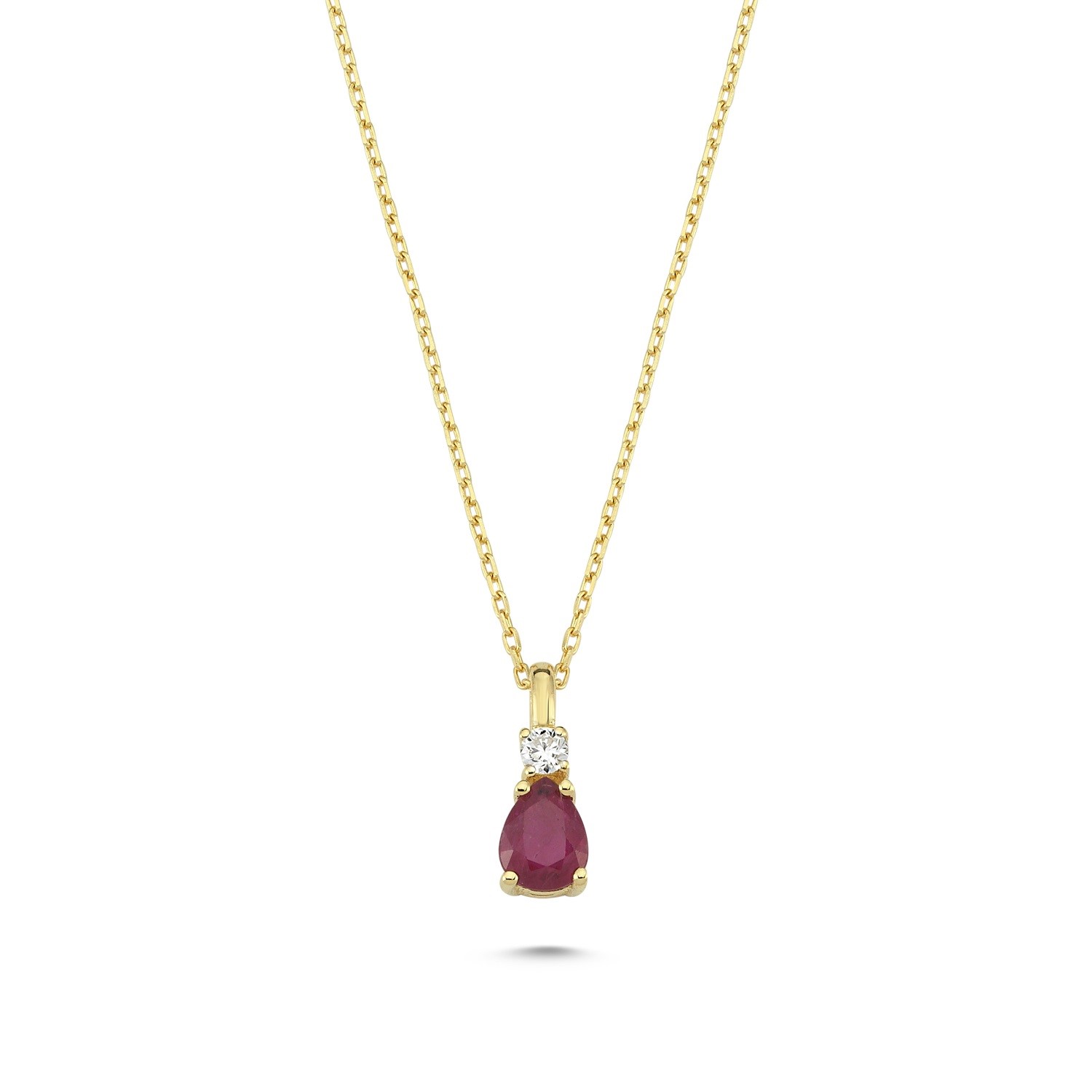 Diamond and Pear Ruby Necklace