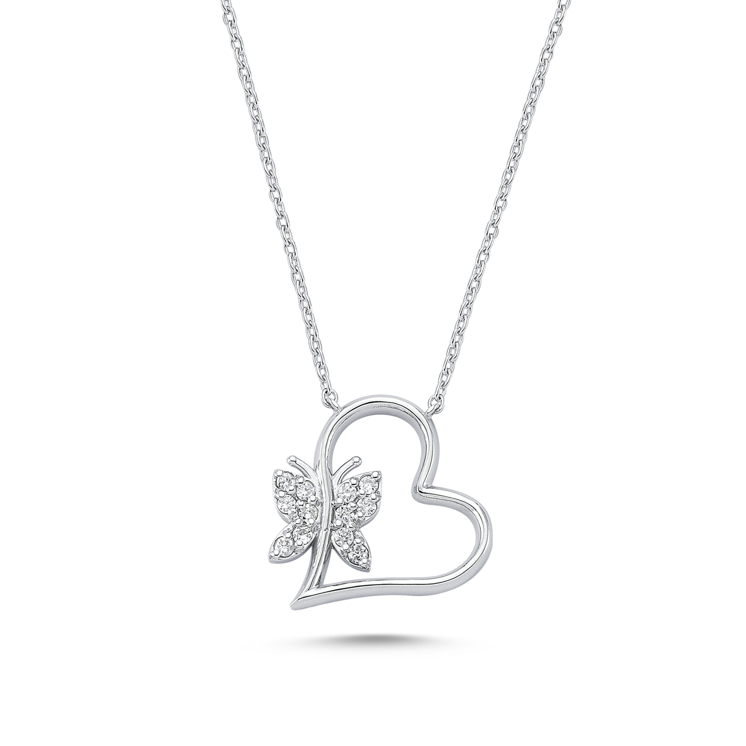 Heart and Butterfly Diamond Necklace
