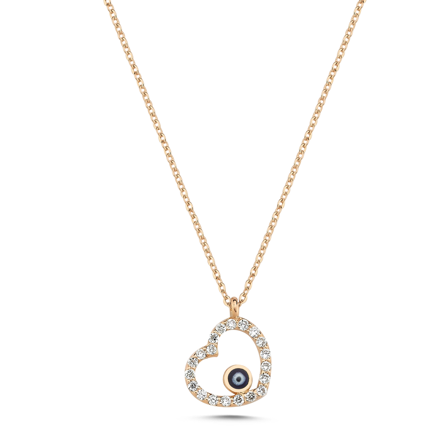 Diamond and Enamel Evil Eye Gold Necklace