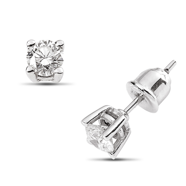 0.64 Carat Solitaire Round Brilliant Diamond Earrings