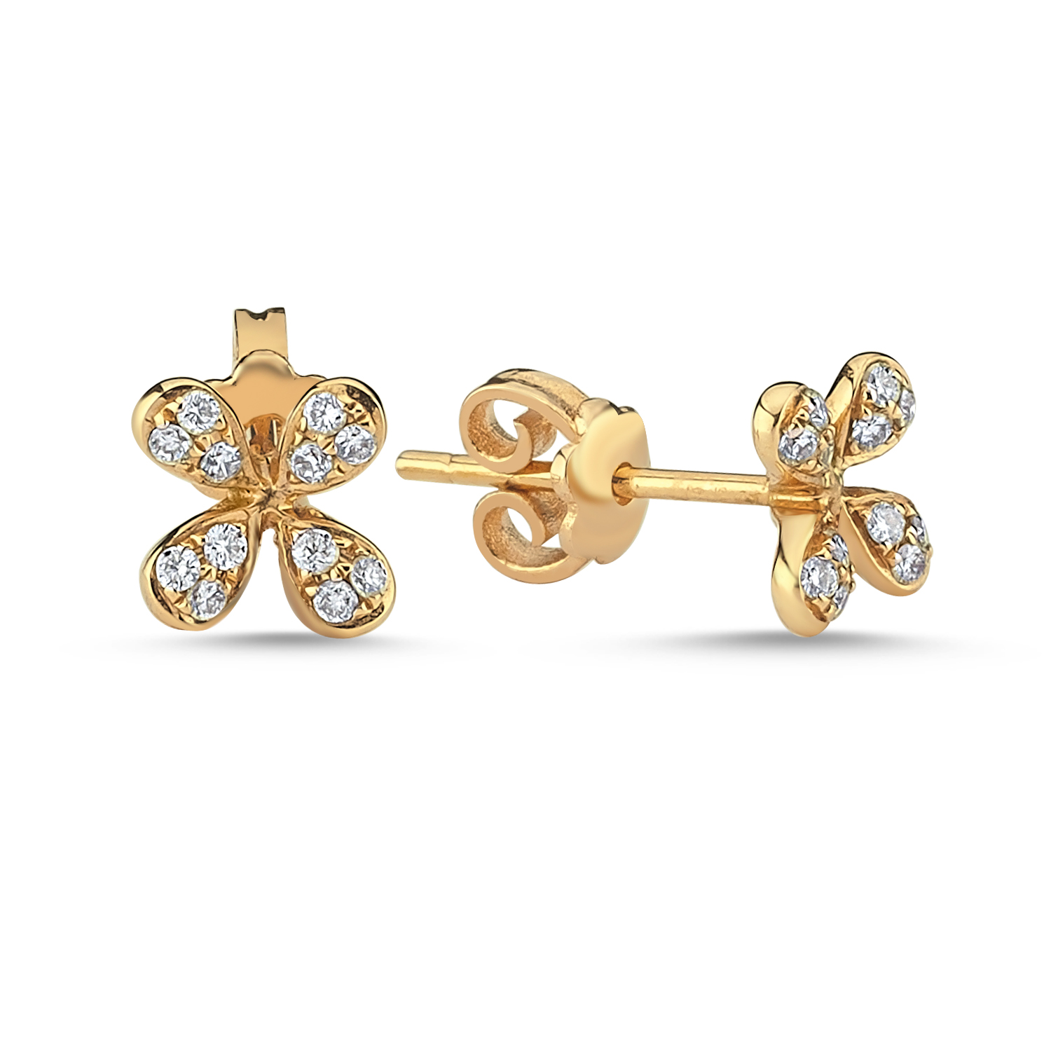 Diamond Clover Rose Gold Earrings