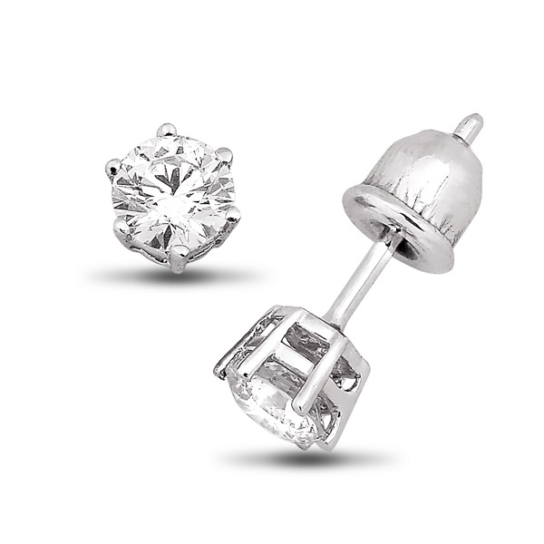 1.21 Carat Solitaire Round Brilliant Diamond Earrings