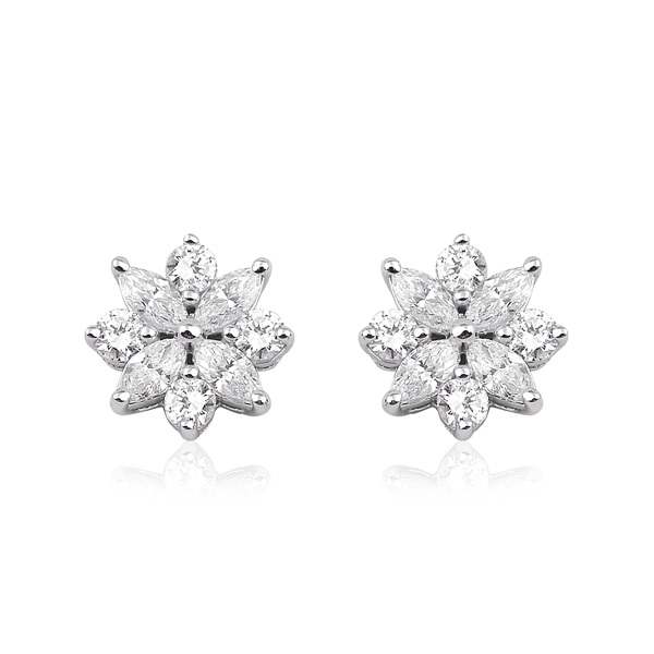 Marquise and Round Brilliant Diamond Earrings
