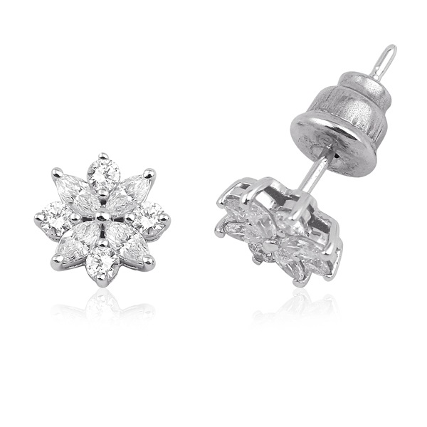 Marquise and Round Brilliant Diamond Earrings