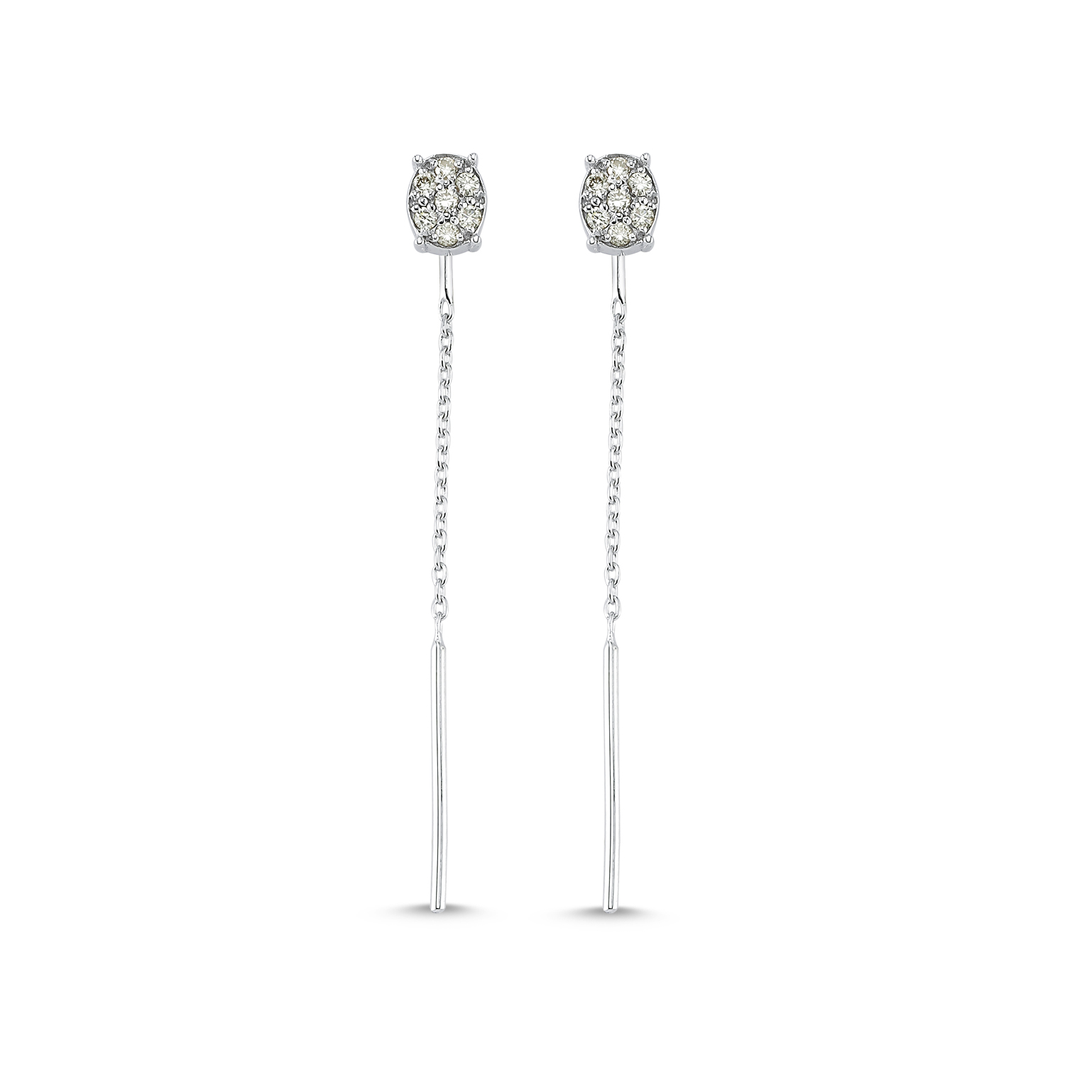 Diamond Oval Chain Drop Earrings