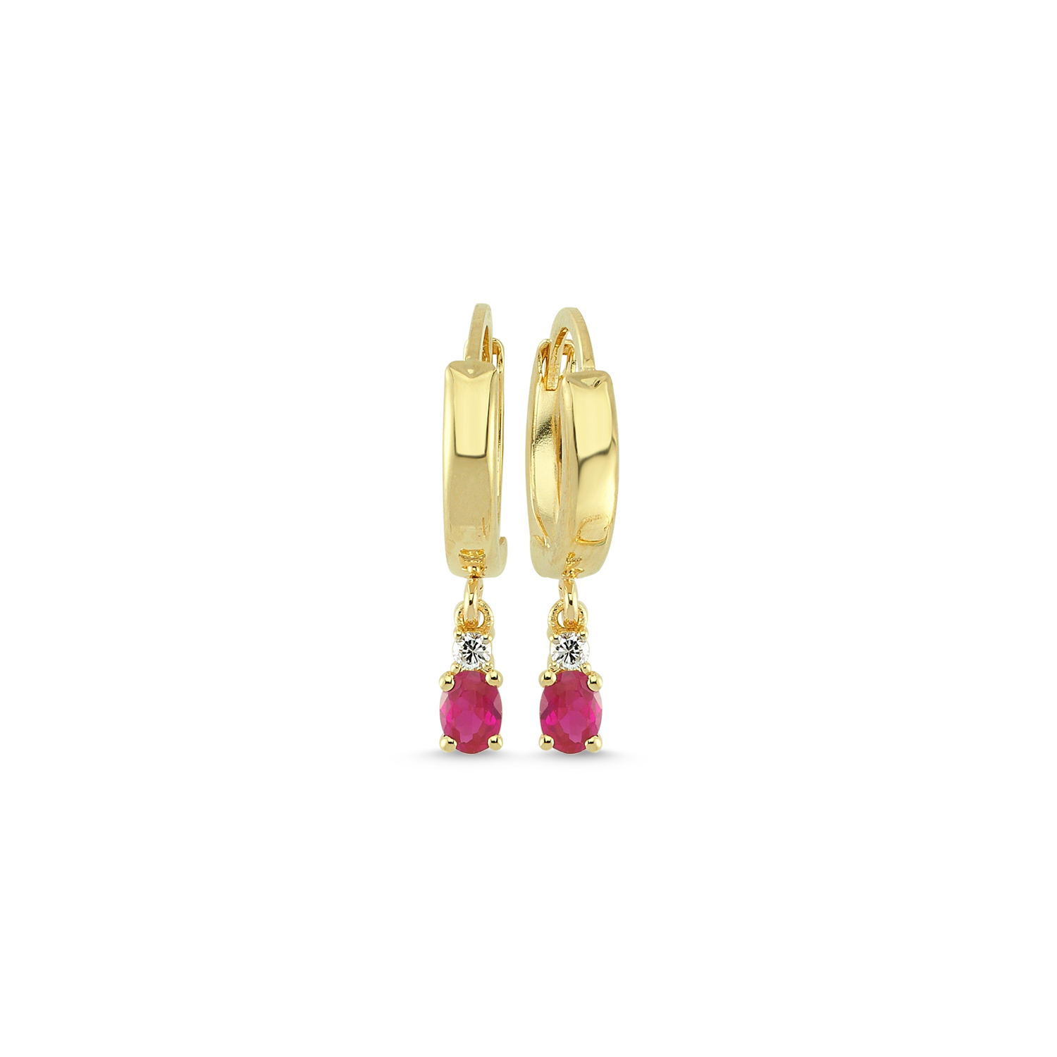 Diamond and Oval Ruby Earrings