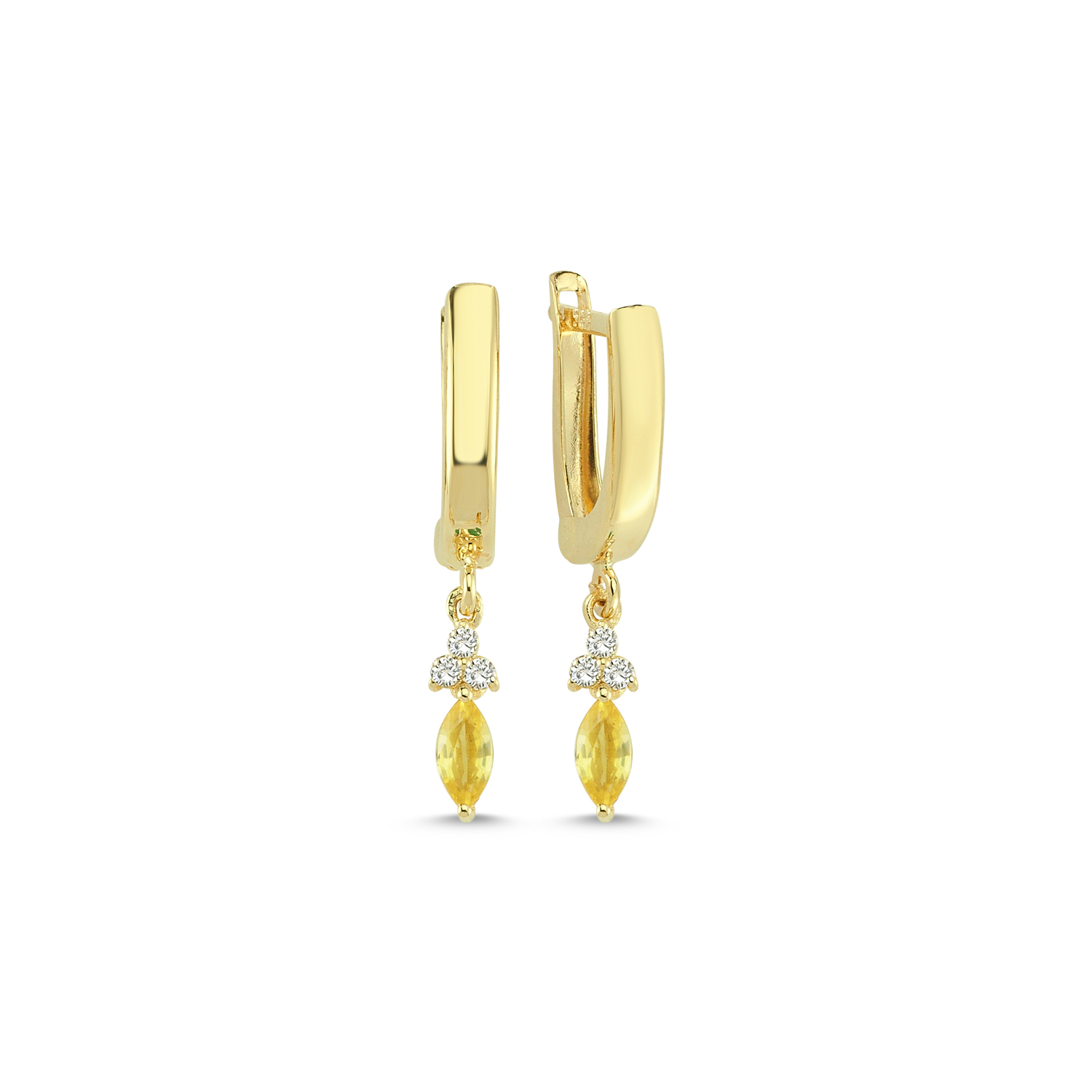 Diamond and Marquise Yelow Sapphire Earings