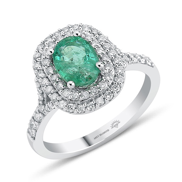 Emerald & Round Brilliant Diamond Ring