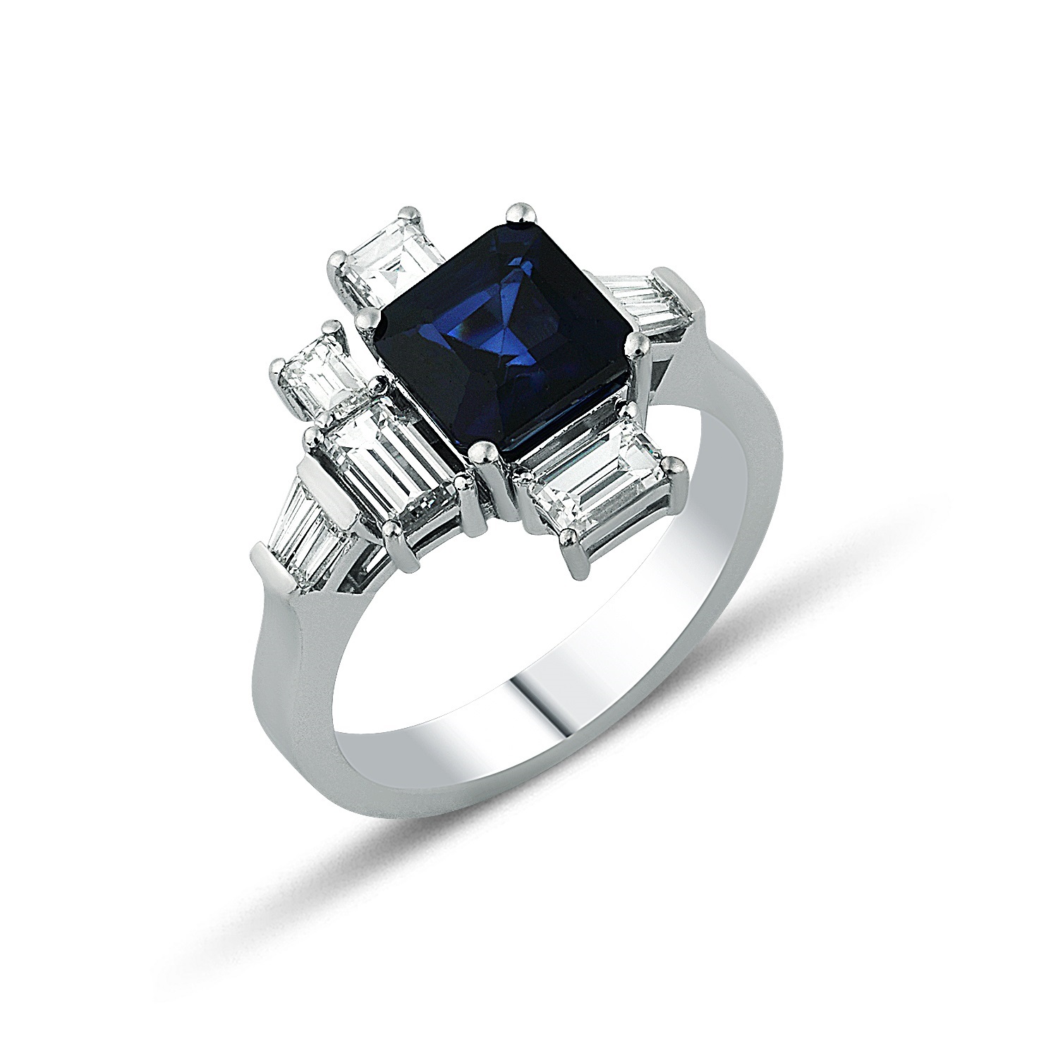 Sapphire & Baguette Diamond Ring