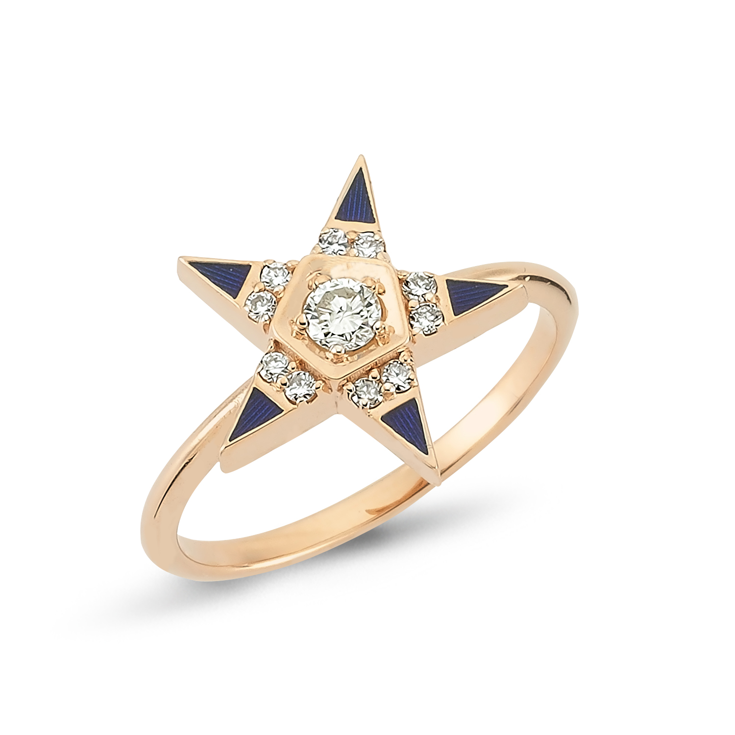 Brilliant Diamond and Enamel Star Ring